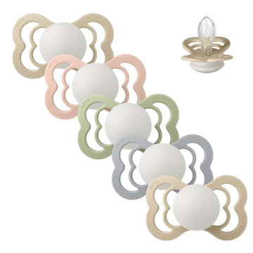 BIBS Symmetrisk Supreme napp - Sampack - 5 st. - Str. 2 - Sleep Tight Little One - GLOW