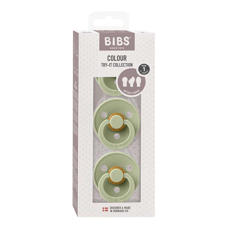 BIBS Try-It Collection - 3 Olika Napp - Färg - strl. 1 - Salvia 