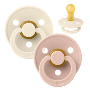 Bibs Rund Colour Napp - 2-Pack - strl. 2 - naturgummi - Elfenben/Blush 