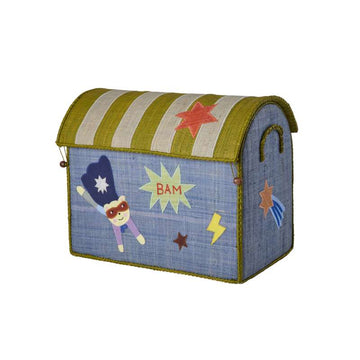 RICE Raffia Förvaringshus - Hero - Blå - Medium 