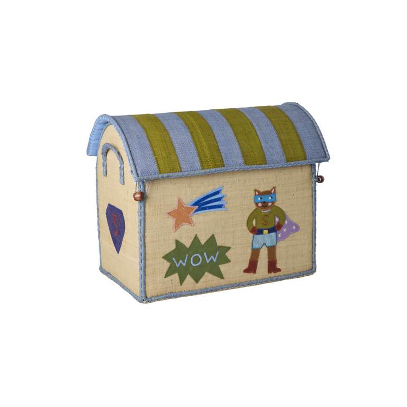 RICE Raffia Förvaringshus - Hero - Blå - Liten 