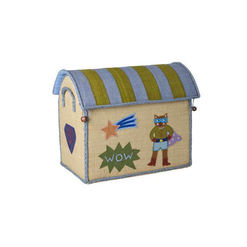 RICE Raffia Förvaringshus - Hero - Blå - Liten 