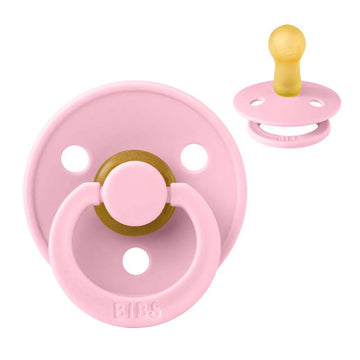 Bibs Rund Colour Napp - strl. 2 - naturgummi - Baby Rosa 