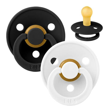 Bibs Rund Colour Napp - 2-Pack - strl. 1 - naturgummi - Svart/Vit 