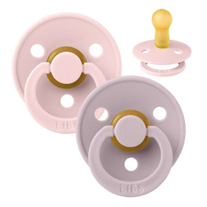Bibs Rund Colour Napp - 2-Pack - strl. 2 - naturgummi - Blossom/Dämpad lila 