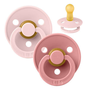 Bibs Rund Colour Napp - 2-Pack - strl. 2 - naturgummi - Blossom/Dusty Pink 