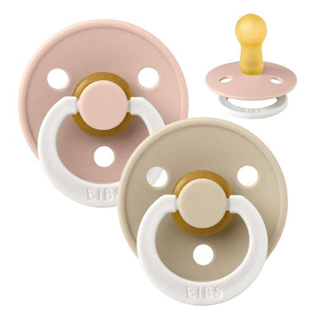 Bibs Rund Colour Napp - 2-Pack - strl. 2 - naturgummi - GLOW - Blush/Vanilla 