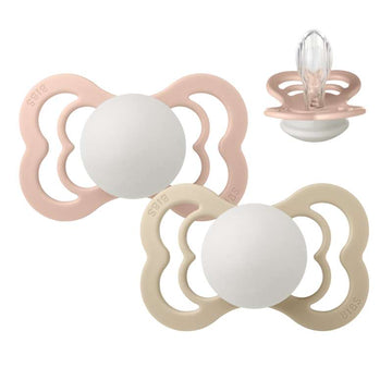 Bibs Supreme Napp - 2-Pack - strl. 2 - Silikon - GLOW - Blush/Vanilj 