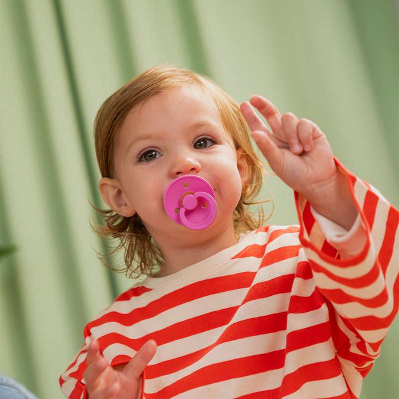 Bibs Rund Colour Napp - strl. 1 - naturgummi - Bubbelgum 