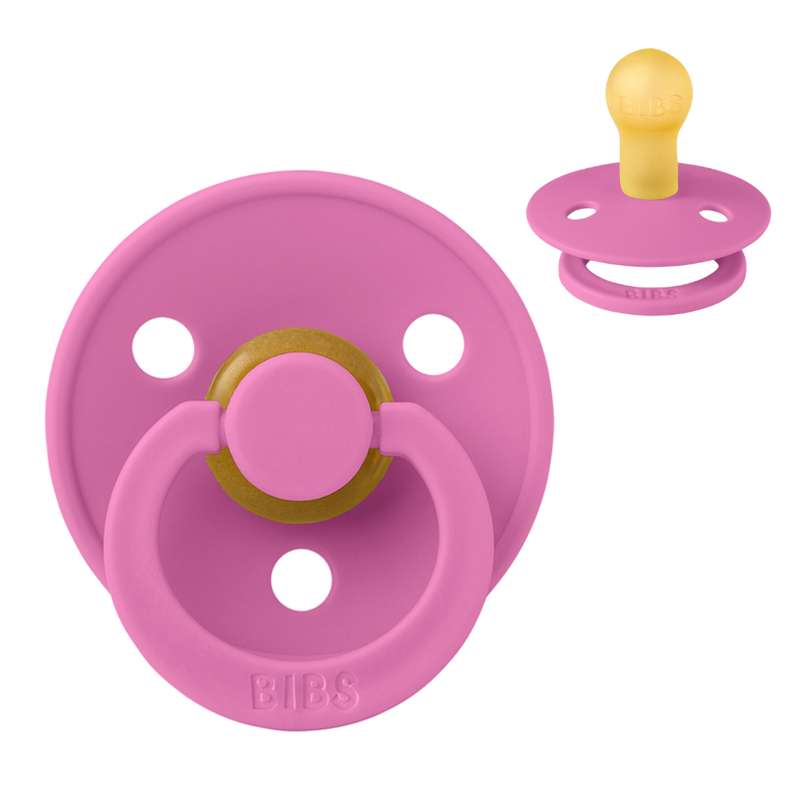 Bibs Rund Colour Napp - strl. 1 - naturgummi - Bubbelgum 