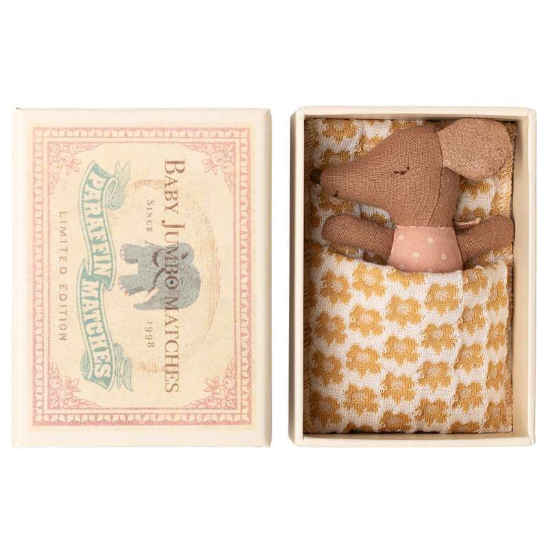 Maileg Sleepy Wakey - Baby Mus i Tändsticksask - Rosa 