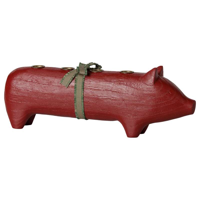 Maileg Träljusstake - Gris - Advent Stor - Röd