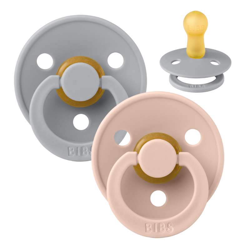 Bibs Rund Colour Napp - 2-Pack - strl. 2 - naturgummi - Moln/Blush 