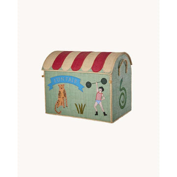 RICE Raffia Förvaringshus - Roligt Tema - Stor - Blå/Grön 