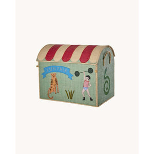 RICE Raffia Förvaringshus - Roligt Tema - Stor - Blå/Grön 