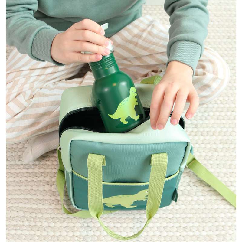 A Little Lovely Company Enkellags stålvattenflaska - 350 ml - Dinosaurier 