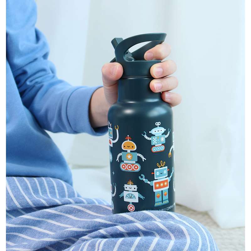 A Little Lovely Company Termo stålflaska - 350 ml - Robotar 