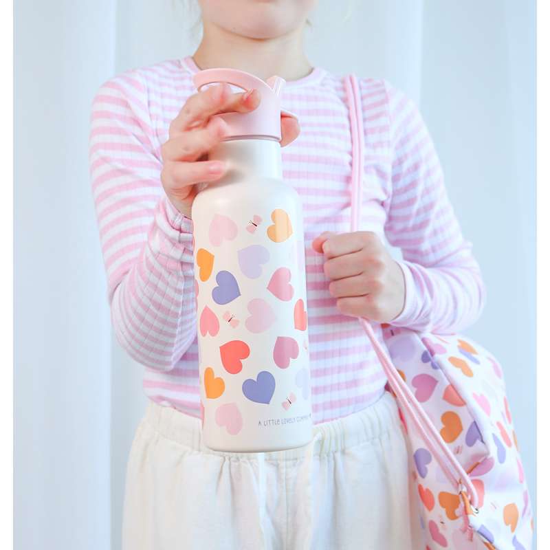 A Little Lovely Company Termo stålvattenflaska - XL - 500ml - Hearts 