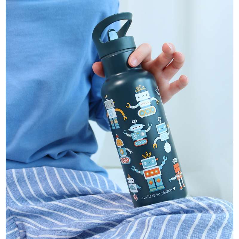 A Little Lovely Company Termo Ståldricksflaska - XL - 500 ml - Robotar 