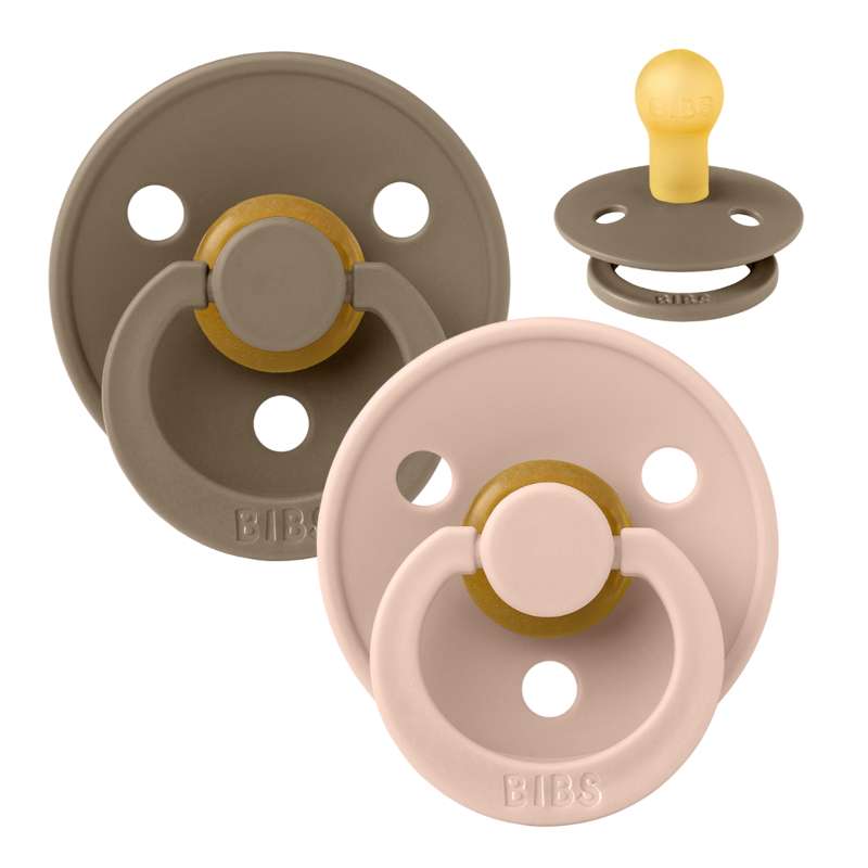 Bibs Rund Colour Napp - 2-Pack - strl. 2 - naturgummi - Mörk Ek/Blush 