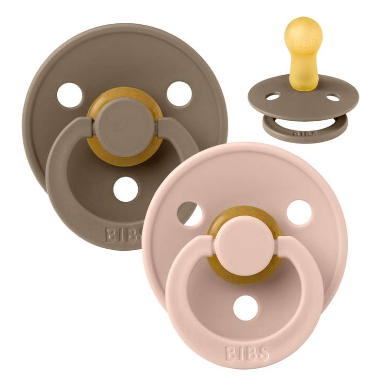 Bibs Rund Colour Napp - 2-Pack - strl. 2 - naturgummi - Mörk Ek/Blush 