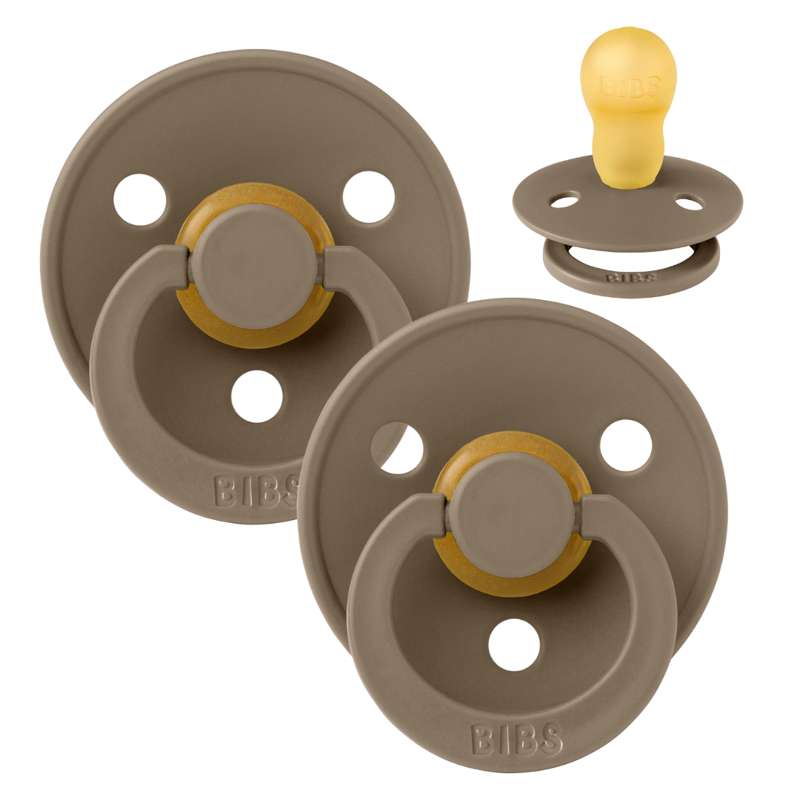 Bibs Rund Colour Napp - 2-Pack - strl. 3 - naturgummi - Mörk Ek/Mörk Ek 