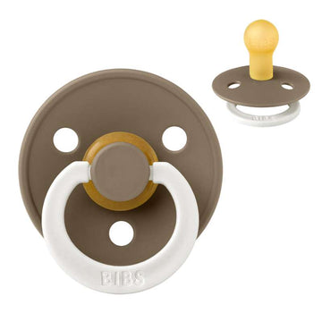 Bibs Rund Colour Napp - strl. 1 - naturgummi - GLOW - Mörk ek 