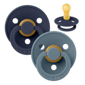 Bibs Rund Colour Napp - 2-Pack - strl. 1 - naturgummi - Deep Space/Petrol 