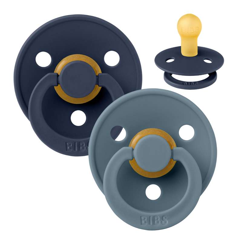 Bibs Rund Colour Napp - 2-Pack - strl. 1 - naturgummi - Deep Space/Petrol 