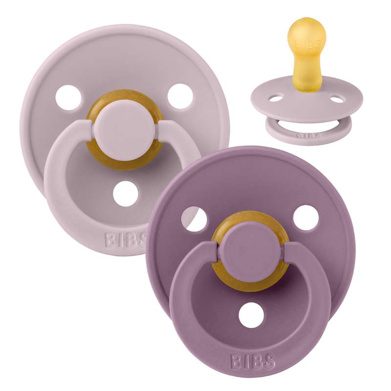 Bibs Rund Colour Napp - 2-Pack - strl. 2 - naturgummi - Dämpad lila/Mauve 
