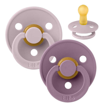 Bibs Rund Colour Napp - 2-Pack - strl. 2 - naturgummi - Dämpad lila/Mauve 