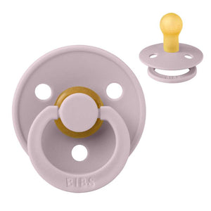 Bibs Rund Colour Napp - strl. 1 - naturgummi - Dov lilac 