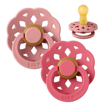 BIBS Rund Boheme Napp - 2-Pack - Str. 2 - Naturgummi - Dusty Pink/Coral