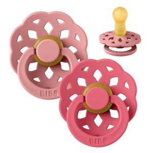 Bibs Boheme Napp - 2-Pack - strl. 2 - naturgummi - Dammig Rosa/Korall 
