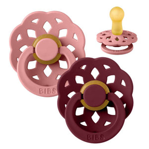 BIBS Rund Boheme Napp - 2-Pack - Str. 2 - Naturgummi - Dusty Pink/Elderberry