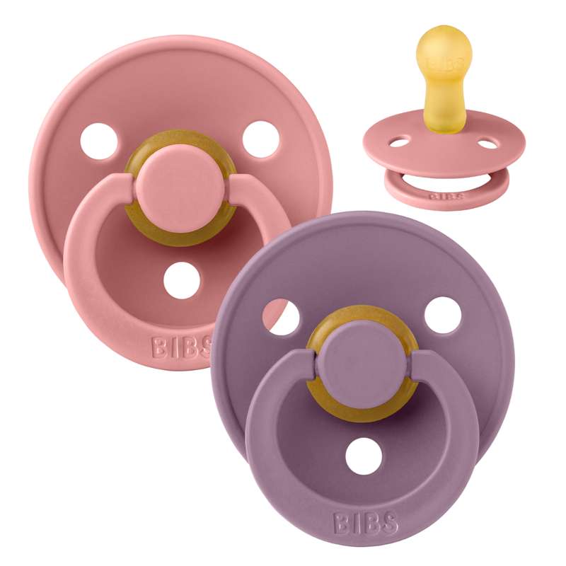 Bibs Rund Colour Napp - 2-Pack - strl. 2 - naturgummi - Dusty Pink/Mauve 