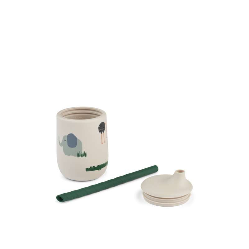 Liewood Ellis Tudekop m. Låg och Sugrör - Silikon - Safari/Sandy Mix 