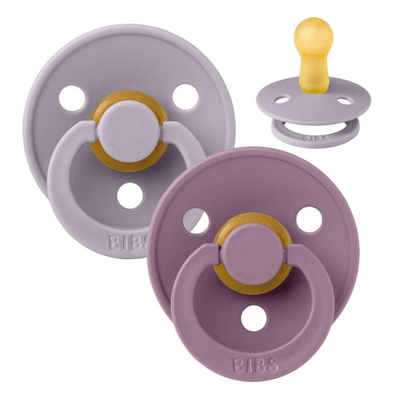 Bibs Rund Colour Napp - 2-Pack - strl. 2 - naturgummi - Fossilgrå/Mauve 