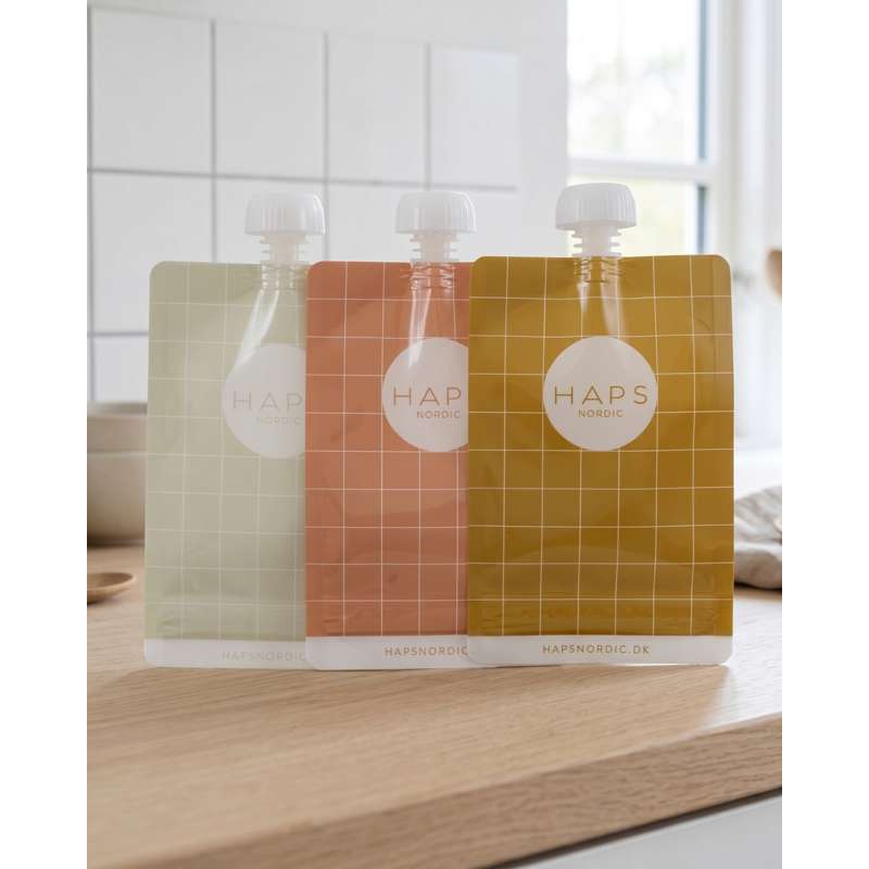 HAPS Nordic Återanvändbara Smoothie Påsar - 3-Pack - Varm Rut 