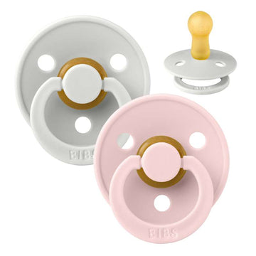 Bibs Rund Colour Napp - 2-Pack - strl. 2 - naturgummi - Haze/Blossom 