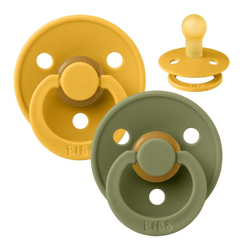 Bibs Rund Colour Napp - 2-Pack - strl. 2 - naturgummi - Honung Bi/Olja 