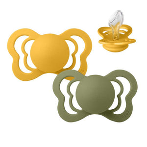 BIBS Couture Napp - 2-Pack - Stl 2 - Silikon - Honey Bee/Olive