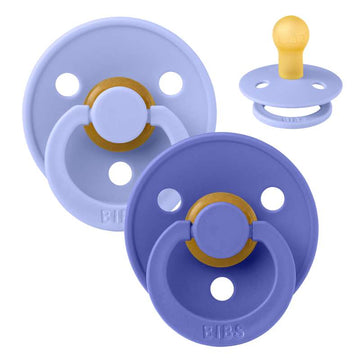 BIBS Rund Colour napp - 2-Pack - strl. 1 - naturgummi - Hush/Grape 