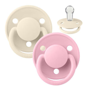 Bibs De Lux Napp - 2-Pack - Onesize - Silikon - Elfenben/Baby Rosa 
