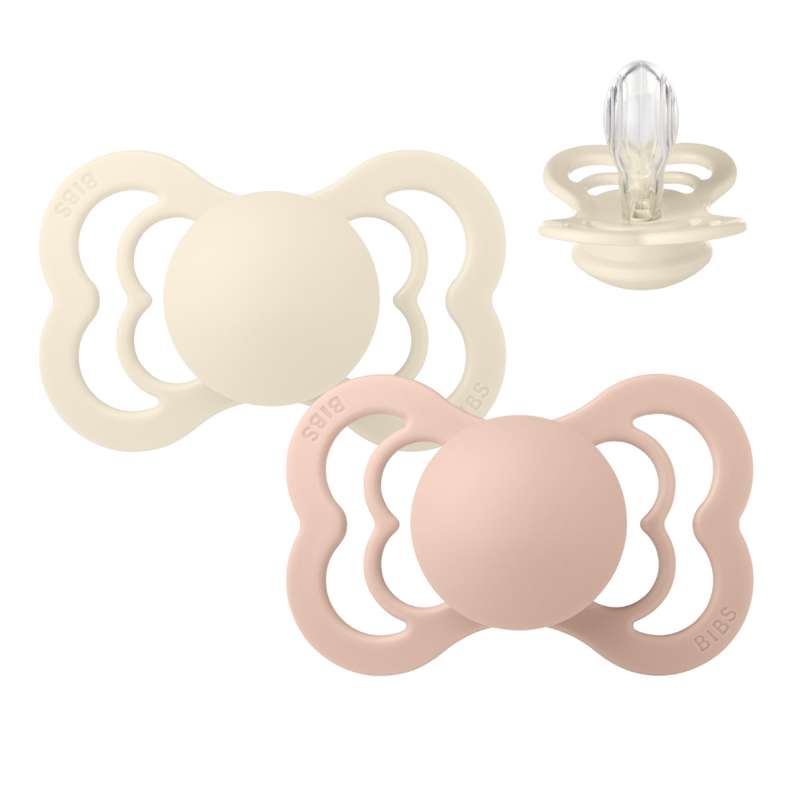 Bibs Supreme Napp - 2-Pack - strl. 1 - Silikon - Elfenben/Blush 