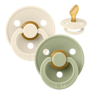 Bibs Anatomisk Colour Napp - 2-Pack - strl. 2 - naturgummi - Elfenben/Salvia 