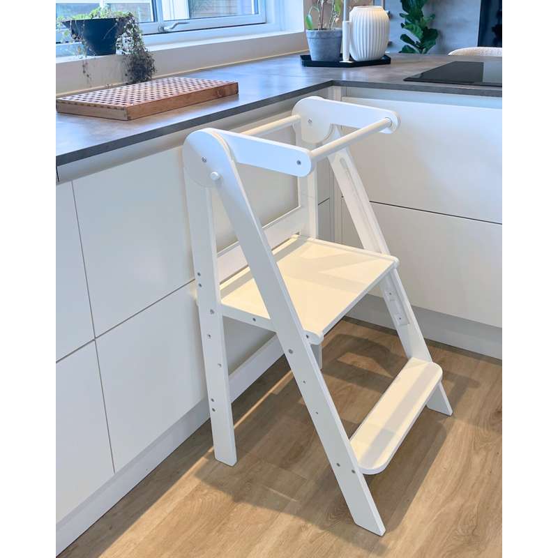 Kid'oh Hjälpa till pall - Fällbar - Trä - Vit 