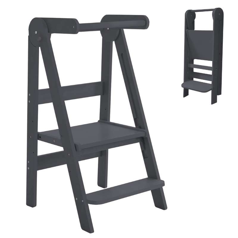 Kid'oh Hjälpa till pall - Fällbar - Trä - Grå 