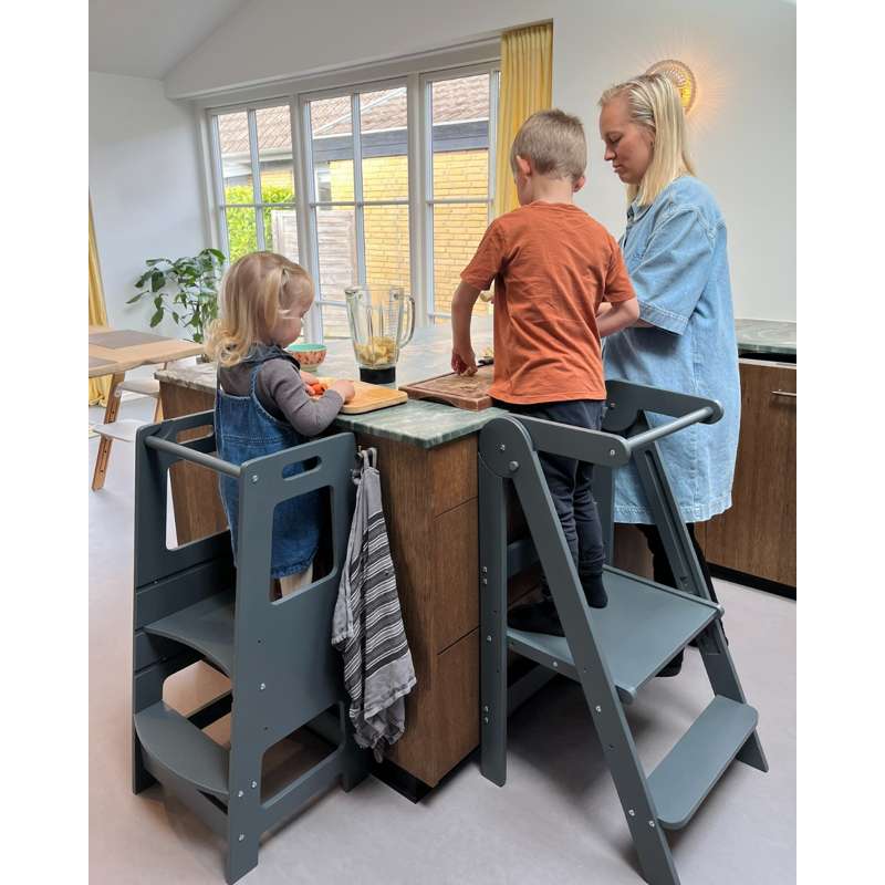 Kid'oh Hjälpa till pall - Fällbar - Trä - Grå 