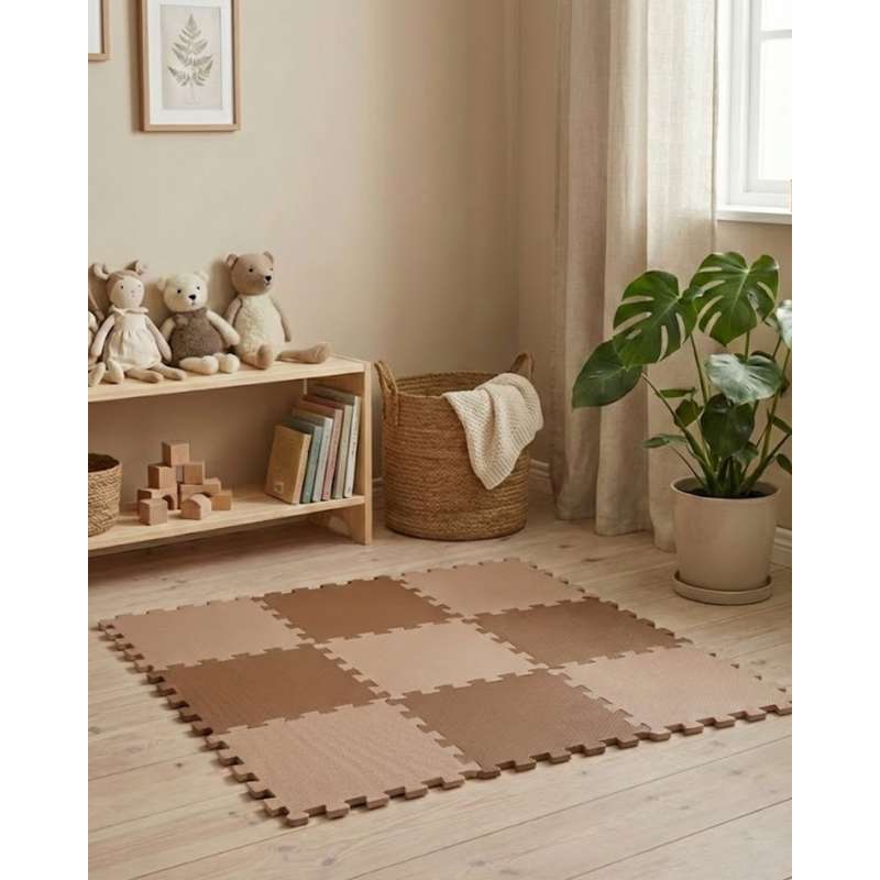 Kid'oh Skumleksgolv - 2 x 9 bitar - Karamell/Nougat 